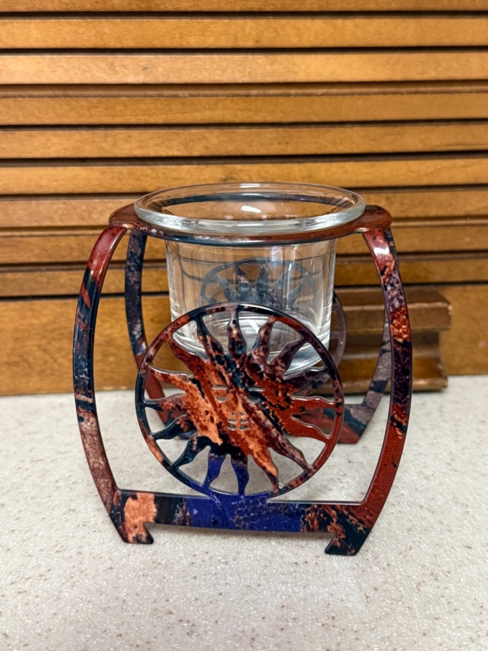 Celestial Sun Handpainted Tea Light Candle Holder